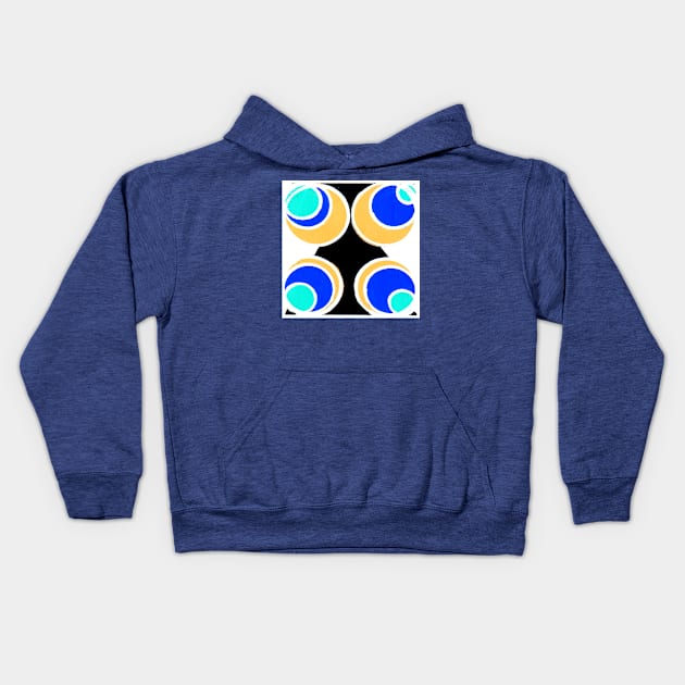 Inverted Blue Black Yellow Geometric Abstract Acrylic Painting V Kids Hoodie by abstractartalex